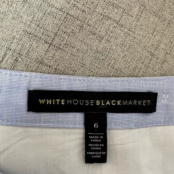 White House Black Market Chambray Blue Soft Skirt Embroidered Trim 6 - Picture 8 of 9
